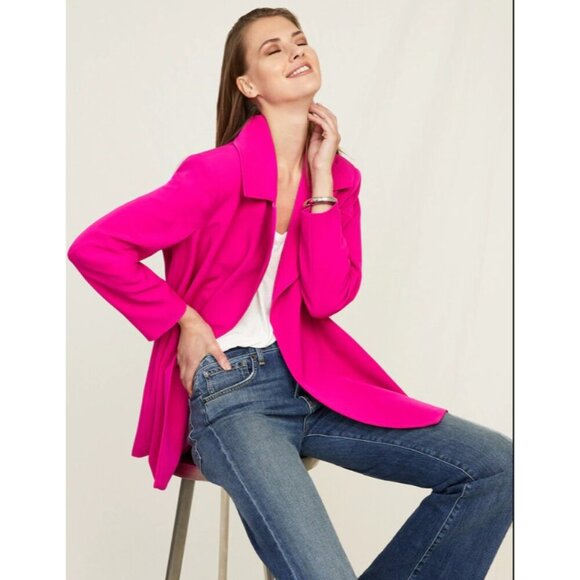 NWT Tahari Milano Twill Notch-Collar Topper Size 4 - Picture 1 of 10